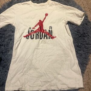 Jordan White Tee with Red Jumpman Logo